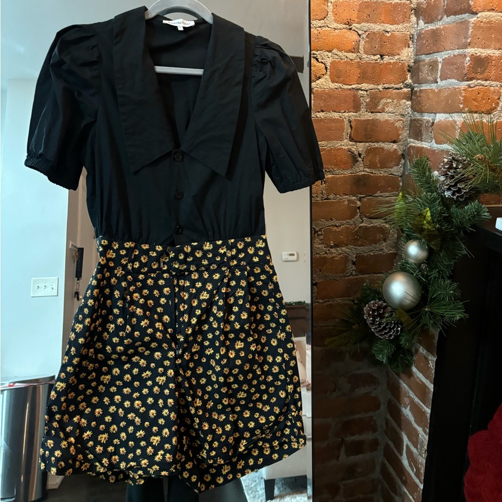 WeWoreWhat Black Puff Sleeve Dress